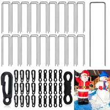 50 Sets Inflatable Stakes and Tethers Metal Inflatable Tie Down Stakes with H...