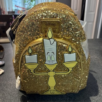 Loungefly Disney Beauty and The Beast Lumiere Sequin Mini Backpack  NWT