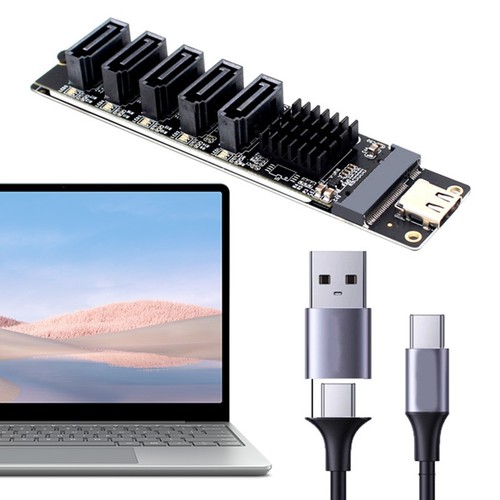 3X(Type C to 5-Port SATA 3.0 Adapter Card 6Gbps JM575&JMS580 Chip USB C to2350 - Afbeelding 5 van 8