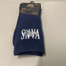 New Men's VANS Designer Logo Sport Skater Surfer Crew Cut Socks Size 6.5-9 Blue
