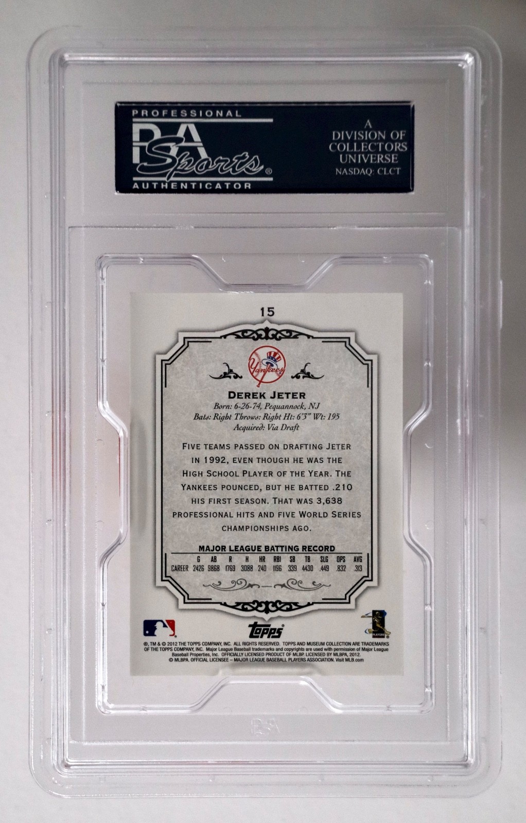 2012 Topps Museum Collection Derek Jeter Green /199 PSA 10 Yankees #15 view 2