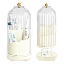 Multifunctional Rotating Toothbrush Holders with Sliding Lid and Draining Tra...