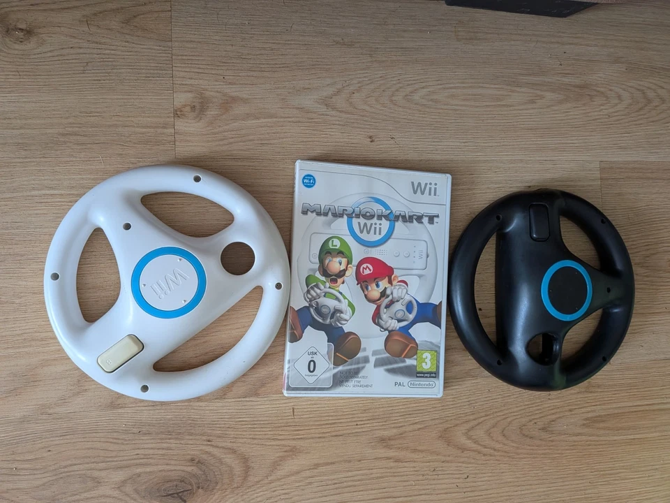 Mario Kart Wii (Nintendo Wii, 2008) PAL & 2 Official Steering Wheels VGC - Image 1 of 1