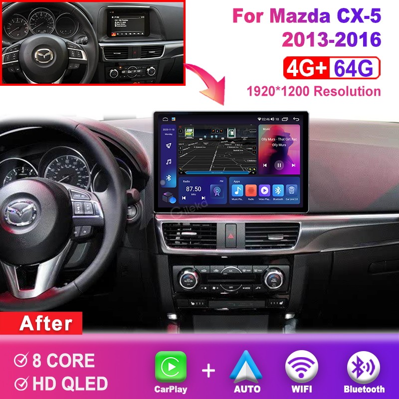12.5'' 2K Screen 4+64G Carplay For MAZDA CX-5 2013-2016 Android
