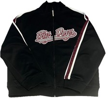 Vintage Big Dogs Track Jacket Mens Medium Black Maroon Embroidered Logo Y2K 90s