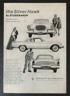 1959 Silver Hawk by Studebaker Sporting Style Dinner Jacket Dash Vtg Print Ad