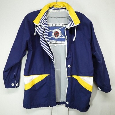 Vintage Braefair Sport Jacket Womens Large Blue Yellow Nautical Windbreaker