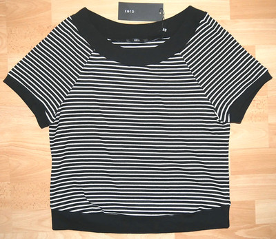 ZERO Shirt Gr.42 schwarz weiß Carmen Kurzarm Set ++Neu++