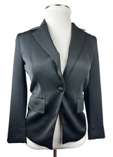 Black Label by Chico's Suit Separate One-Button Blazer Jacket Black Sleek Size 4