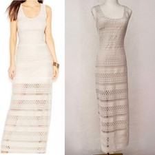 Guess Crochet Sleeveless Cream Maxi Dress Gigi Hadid Line Size Small /Rococo
