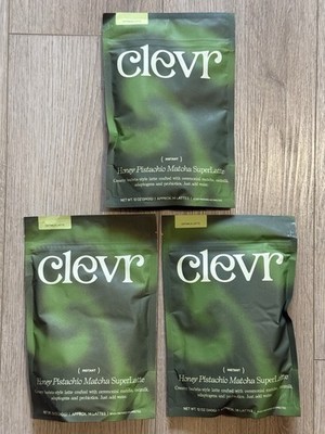 3x Clevr OatMilk Latte Honey Pistachio Matcha SuperLatte 12oz Each Bag  (3 Pack)