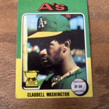 1975 Topps Rookie RC Card #647 Claudell Washington Oakland A’s NmMt Free Ship!. rookie card picture