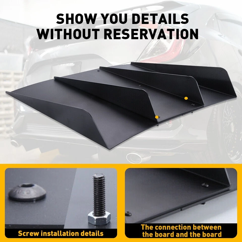 Rear Diffuser 4 Fins Bumper Splitter Chin Spoiler Lower Lip Universal Car Truck Foto 4 de 4