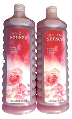 Avon Senses SOFT PINK Bubble Bath 24 oz each Lot of 2  BIG BOTTLES FREE SHIPPING