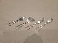 4 Pcs Kitchen Cheese Butter Knife Set Stainless Steel Straight Blades Modern