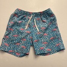 Chubbies Kids Pink Flamingo Print Swim Trunks Mesh Liner 4 Inseam Small 8/9