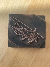 Printing Letterpress Printers Block Biplane Airplane Copper 318 