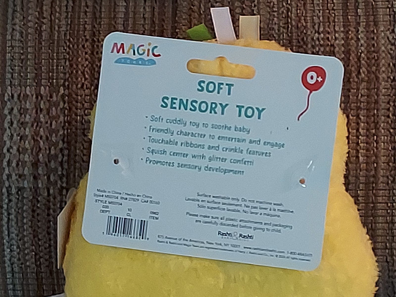 Magic Years Plush Duck chick Baby Soft Sensory Toy Confetti Easter Spring 7"