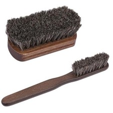 2 PCS Leather Brush Car Detailing, Horse Hair Brush, Car Cleaning 2 Pcs