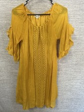 Women’s Indigo Rose Bright Yellow Flowy Boho Dress Size M