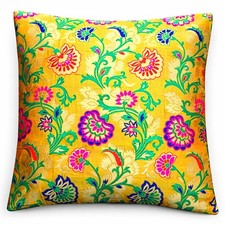 Housse de coussin jacquard en soie 24 x 24 housse de coussin décorative flora...