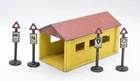 Lesney Matchbox Garage No 3 w/ out Doors and 4 Road Signs Lot
