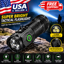 1200000LM USB Rechargeable LED Flashlight Super Bright Torch Tactical Lamp