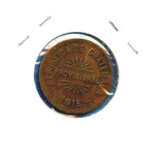 1915 Guatemala Provisional 25c Coinage Veinticinco Centavos Trade Token Coin