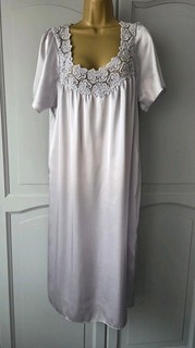 LADIES VTG CAMEO LIGHT GREY SILKY POLYESTER NIGHTDRESS SIZE 14 16