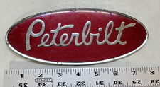 Vtg. Peterbilt Semi Truck Vintage Logo Oval Red Enamel Very Old Truck Badge