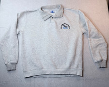 Bar Harbor Maine Whale Sweatshirt XL Henley Collared Oatmeal Vintage