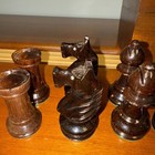 Vintage W.F. French Wooden Chess Set Glass Eye Knights (see Photos) — photo 6