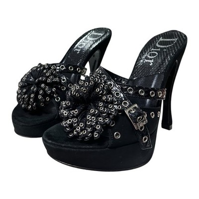 CHRISTIAN DIOR S/S 2003 Suede & Python Grommet Flower Platform