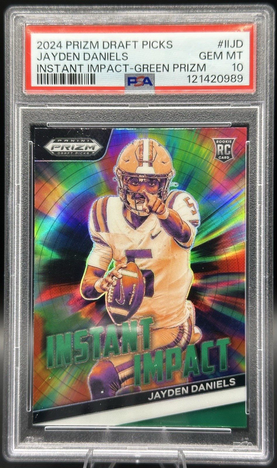 Jayden Daniels Panini Prizm Draft Picks Instant Impact #IIJD Green