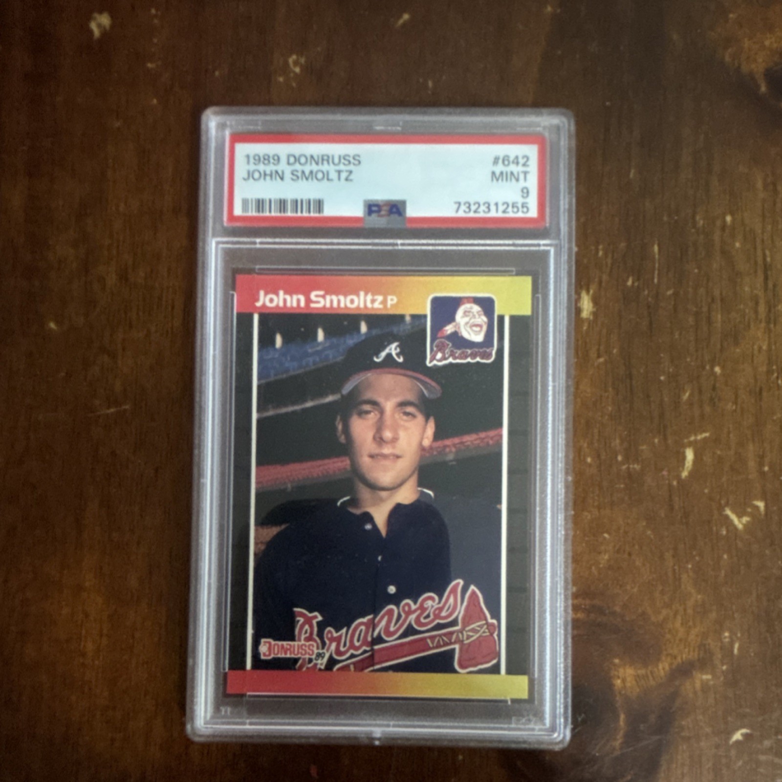 1989 Donruss Rookie John Smoltz #642 PSA 9 Atlanta Braves *Denotes on Back