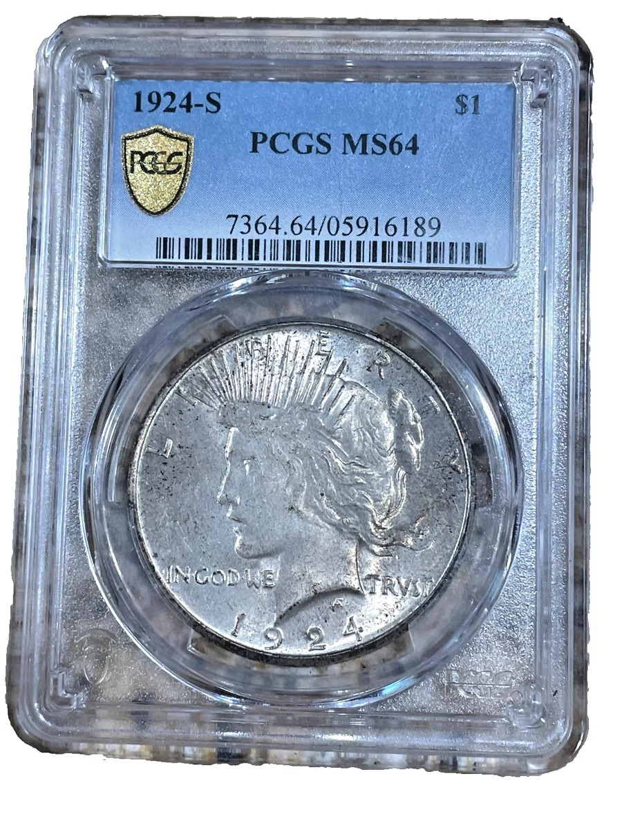 アメリカ ピースダラー銀貨 1924年 PCGS MS64 25+ MS 64 Graded 1924 Year Peace Dollars (1921-1935) for sale