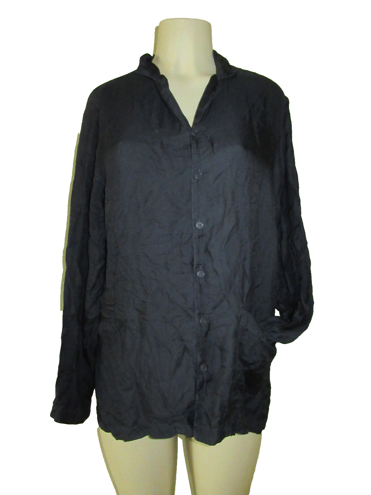 CP Shades black Cotton/Silk blend Button front shirt top Size S w/ pocket