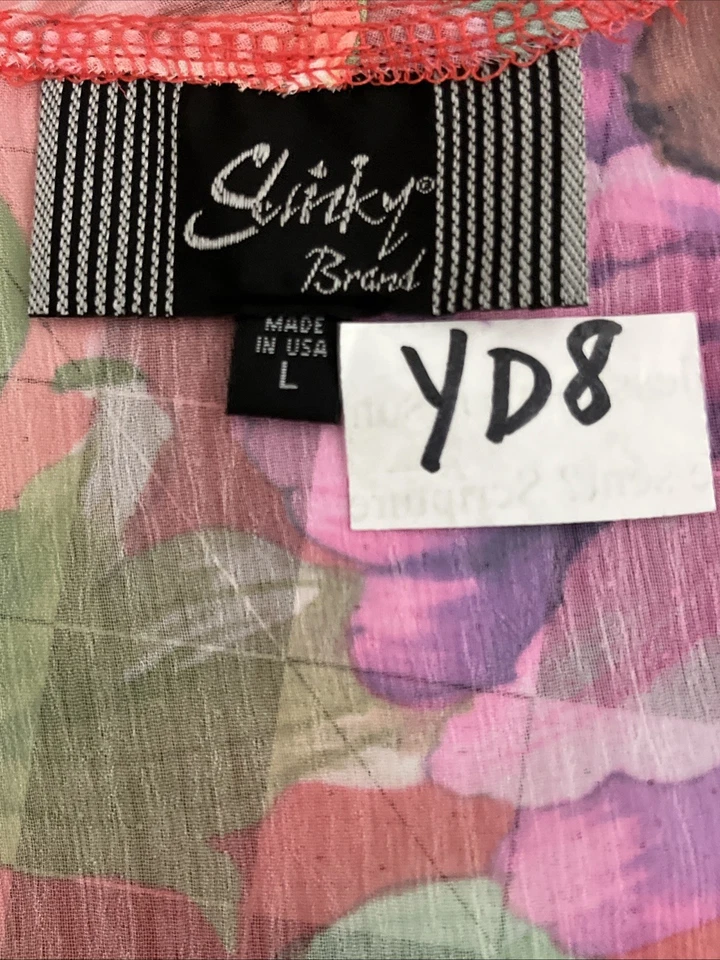 Chaqueta Asimétrica Transparente Marca Slinky Talla L Naranja Floral Frente Abierto Mujer YD8 Foto 3 de 4