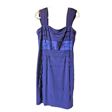 JONES NEW YORK WOMEN'S COCKTAIL DRESS, PURPLE WITH SATIN TRIM, Sz 10 Date Party