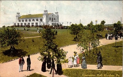 Hershey PA Convention Hall Postcard 1910s Panoramic View Crowd Lithograph