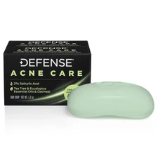 Defense Acne Care Bar Soap 4.2oz | contains 2% Salicylic Acid, Tea Tree & Euc...