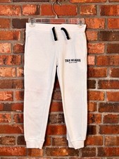 True Religion boys logo fleece jogger sweatpants white L 6
