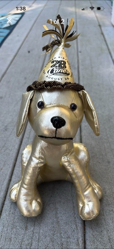 Raising Cane's Gold & Black Plush Dog Advertising Item, Restaurants & Fast Food