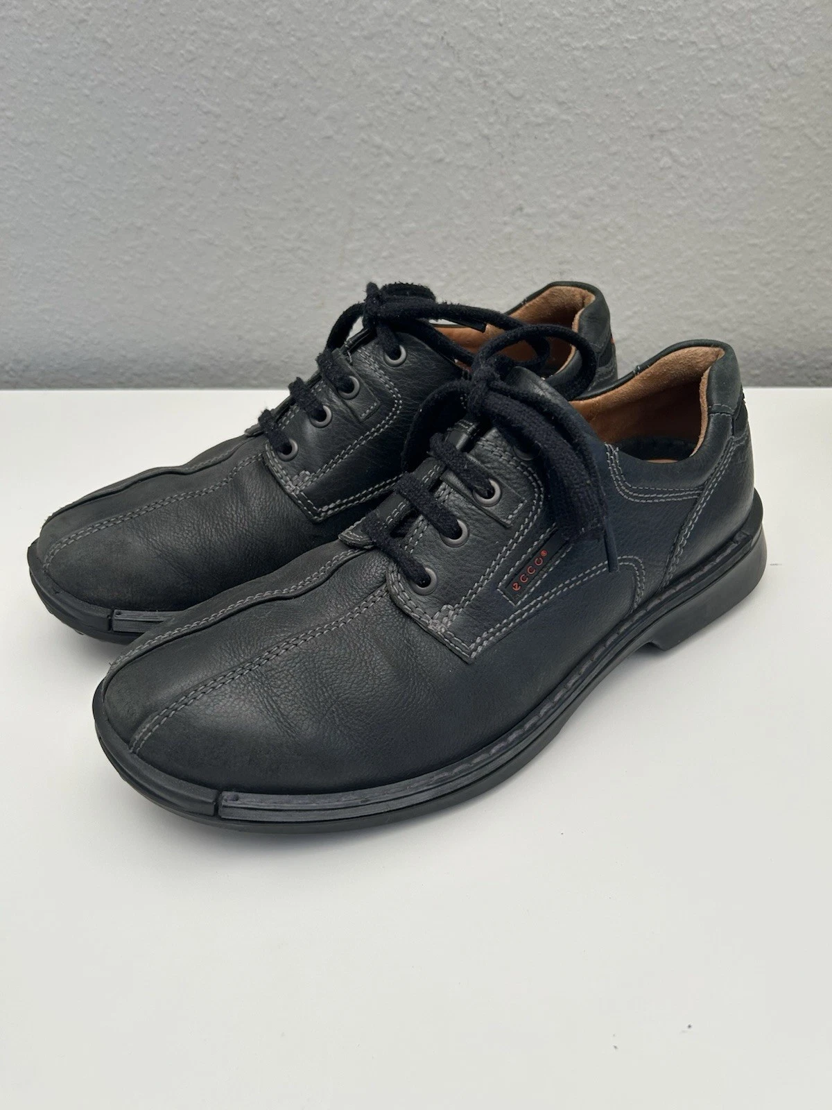 Mocassini ECCO Fusion punta bicicletta pelle nera scarpe comode uomo EU 42 US 9
