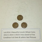 Lot #314 3 Beautiful Lincoln Wheats 1913-S 1914-S 1915-S  VG-Fine See Pictures