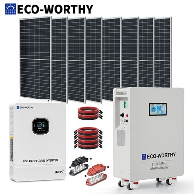 ECO-WORTHY 10KW Output 16.07KWH Off Grid Solar System Complete Kit for Home