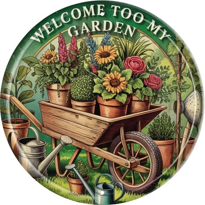 #ad Welcome Too My Garden Farm Farmhouse Metal Tin Sign 8x8 In Durable Indoor Out... $11.40
