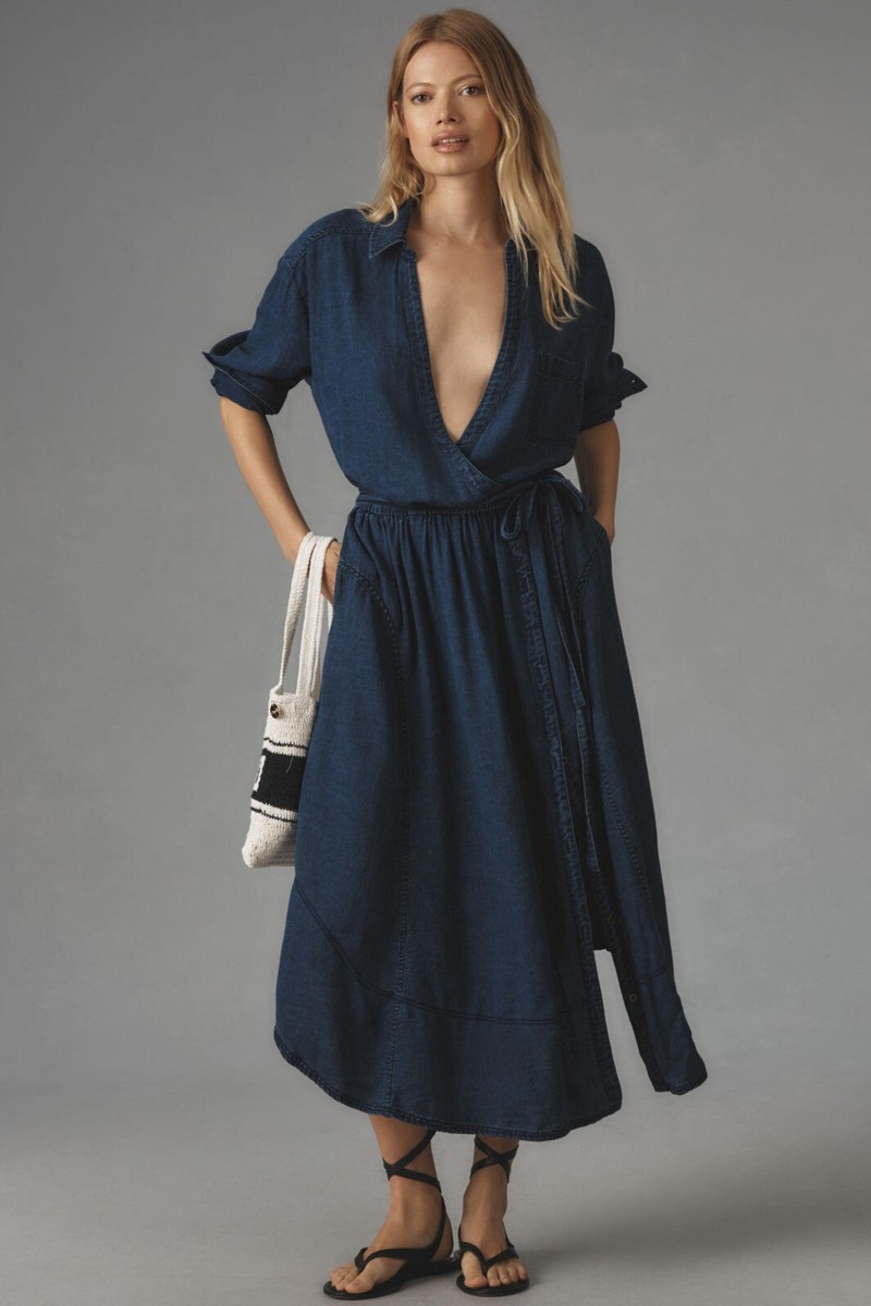 maeve denim v-neck wrap dress Maeve Denim V-Neck Wrap Dress
