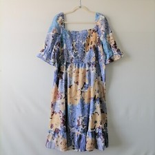 Shein Curve Women's Multicolor Floral Fit & Flare Square Neck Dress Size 3XL