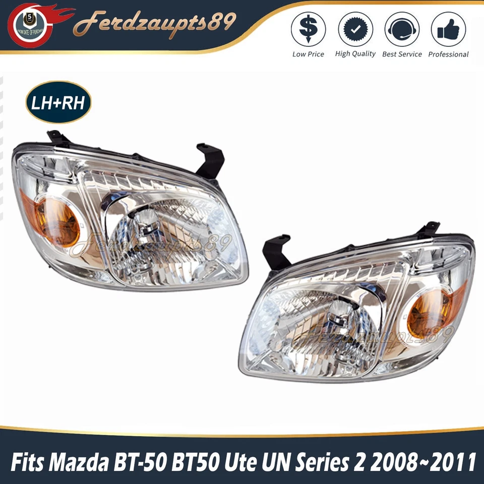 Pair LH & RH Head Light Chrome Fits Mazda BT-50 BT50 2008~2011 Ute UN Series 2 - image 2 of 4